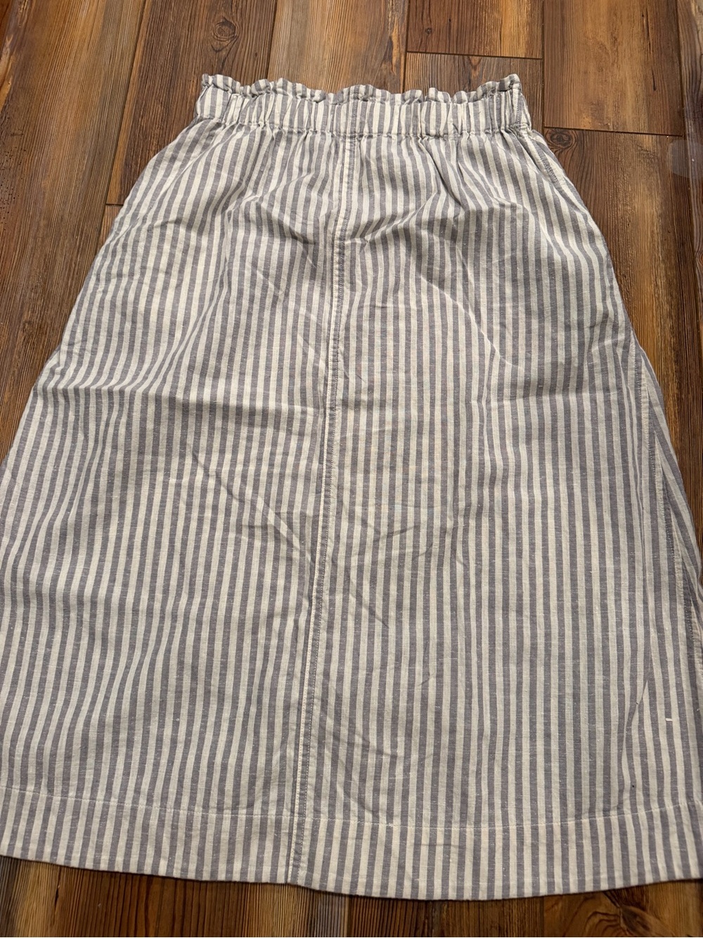 Madewell Hemp Cotton Striped Paperbag Midi Skirt Pockets Size Small - Picture 6 of 6